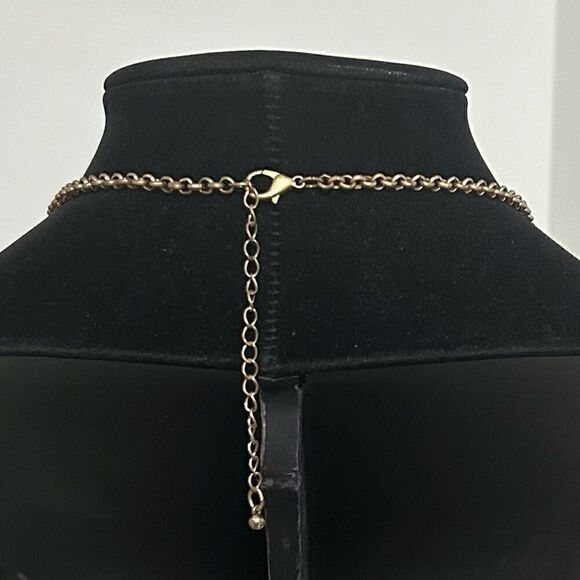 Gold-Tone Rounded Curved Bar Tassel Necklace Womens Fashion Adjustable Chain - Picture 5 of 5